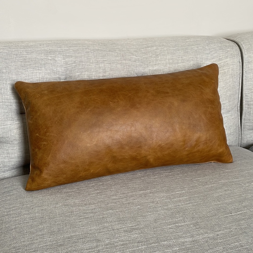 COPY - Vegan Leather Lumbar Pillow w/insert